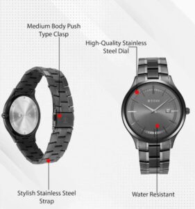 Stainless Steel Dual Tone Strap of Titan Classique Slim Watch with Secure Clasp
