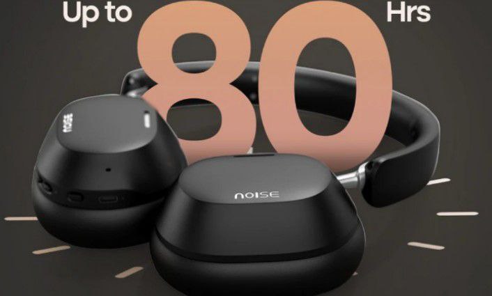 Noise AirWave Max 5 हेडफोन का प्रीमियम ब्लैक डिज़ाइन